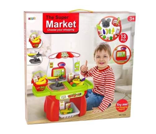 Supermarket Set Shop Basket Scale Groceries