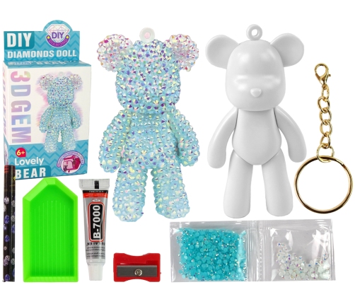 Creative Teddy Bear DIY Diamonds 3D Keyring Set Blue