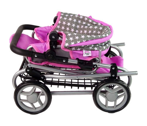 Baby Doll Stroller 2-in-1 Carrier Bag Pink Stars