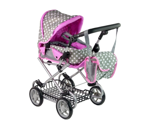 Baby Doll Stroller 2-in-1 Carrier Bag Pink Stars