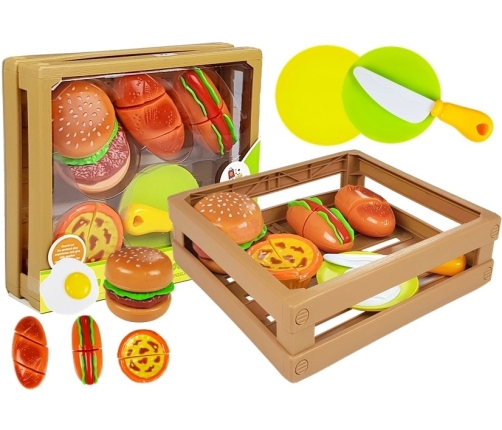 Burger Set for Cutting Indredients in a Basket