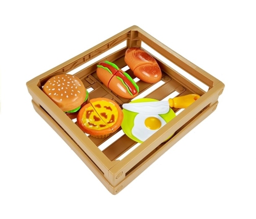 Burger Set for Cutting Indredients in a Basket