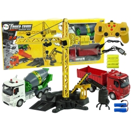 Remote Controlled Crane R/C Construction Machinery Set Concrete Dump Truck