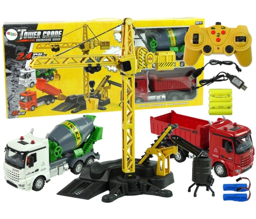 Remote Controlled Crane R/C Construction Machinery Set Concrete Dump Truck