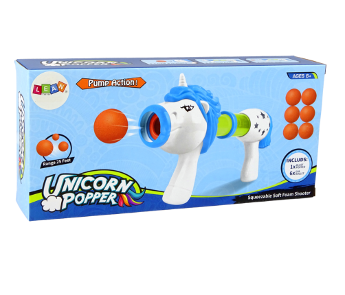 Soft Ball Launcher Gun Unicorn Blue