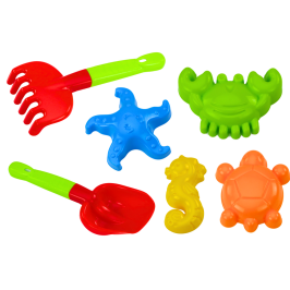 Sand Toy Set, Shovel, Rake, Molds, 6 pcs.