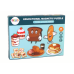 A set of educational magnetic puzzles with a food theme