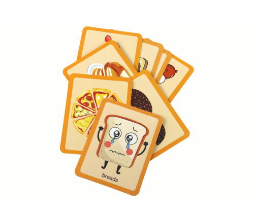 A set of educational magnetic puzzles with a food theme