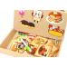 A set of educational magnetic puzzles with a food theme