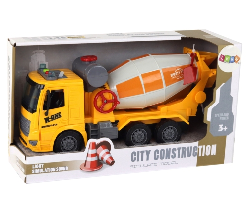 Concrete Mixer Truck Swivel Pear Sound Light Yellow 1:16