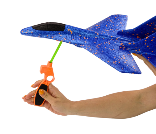 Styrofoam Fighter Plane With Blue Slingshot Launcher