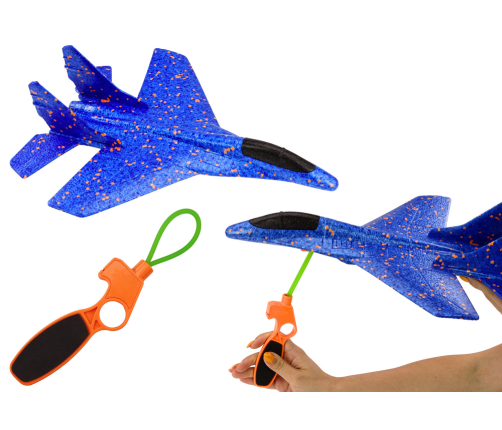 Styrofoam Fighter Plane With Blue Slingshot Launcher