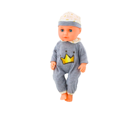 Baby Doll In Gray Pajamas Peeing Bottle Pacifier Sounds