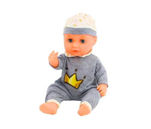 Baby Doll In Gray Pajamas Peeing Bottle Pacifier Sounds