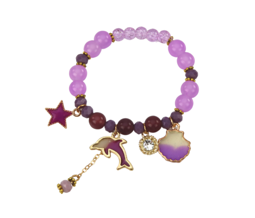 Dolphin Bracelet, Star, Purple Scallop