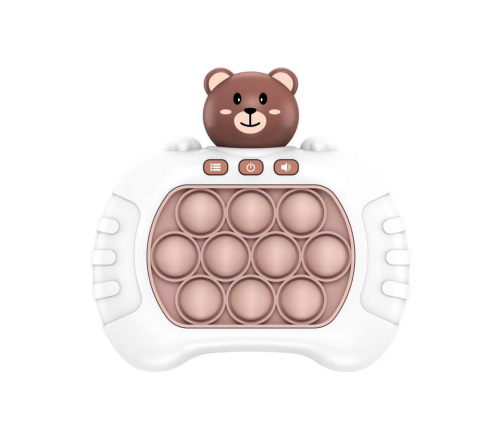 Pop It Teddy Bear Sensory Game, Battery Powered, Lights, Sounds, White