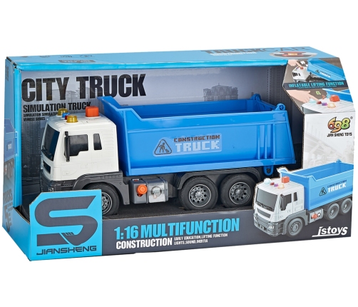 Construction Vehicle Tipper Truck 1:16 Blue Lift Trailer