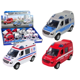 Metal Mini Van Fire Brigade Police 8cm HKG068