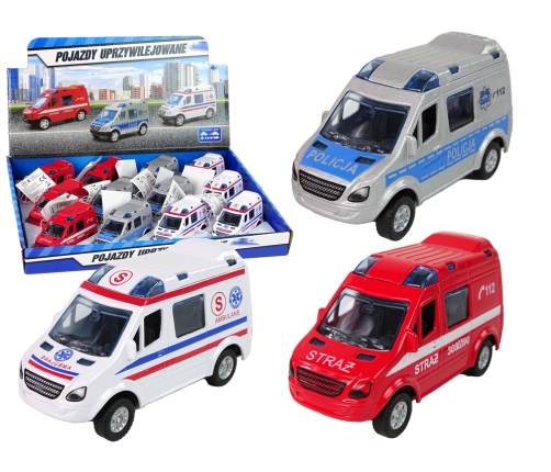 Metal Mini Van Fire Brigade Police 8cm HKG068