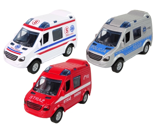 Metal Mini Van Fire Brigade Police 8cm HKG068