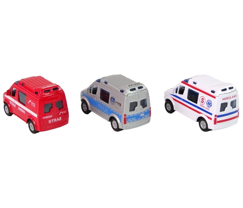 Metal Mini Van Fire Brigade Police 8cm HKG068