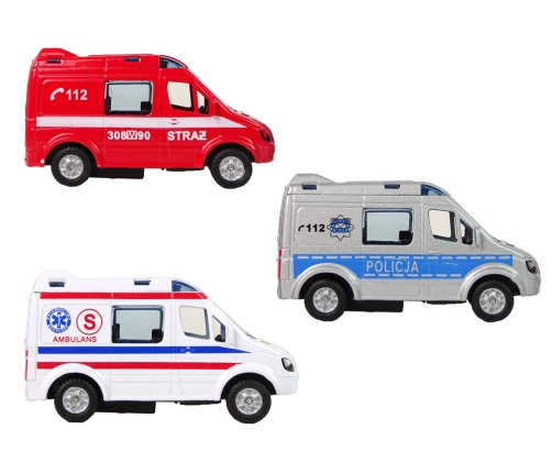 Metal Mini Van Fire Brigade Police 8cm HKG068