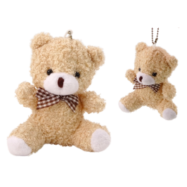 Teddy Bear Cream Plush Small Cuddly Toy Mascot Keychain 10cm