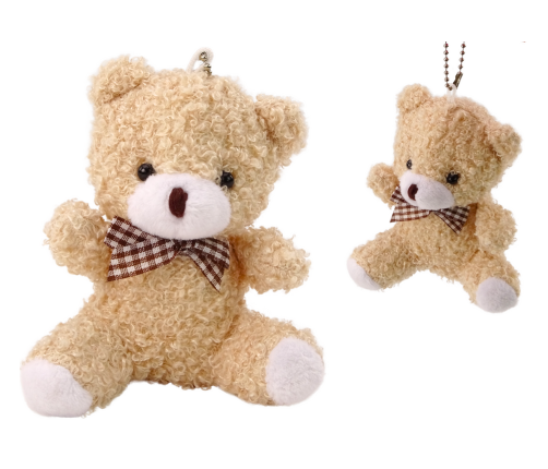 Teddy Bear Cream Plush Small Cuddly Toy Mascot Keychain 10cm