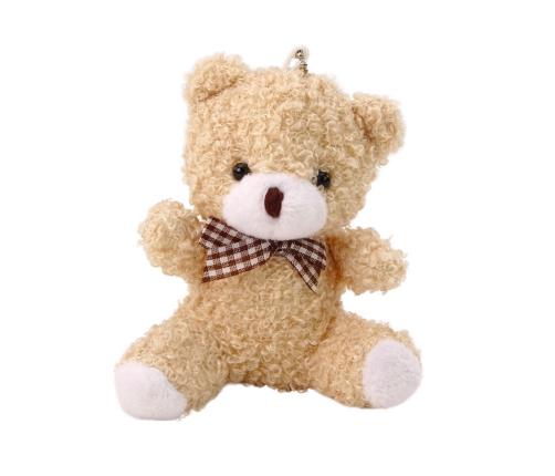 Teddy Bear Cream Plush Small Cuddly Toy Mascot Keychain 10cm