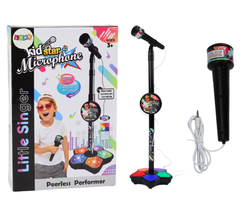 Microphone with Stand for Children, Adjustable, Black