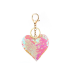 Heart Keychain Sequins Double-Sided White Light Pink