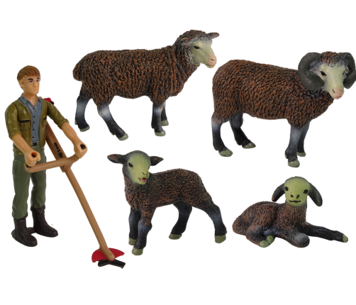 Large Figure Set Domestic Animals + Farmer and Farmhouse Sheep