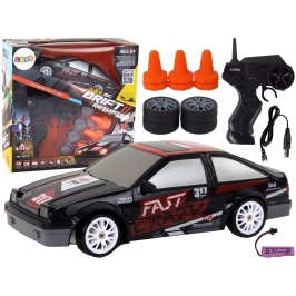 Remote Controlled Sports Car R/C 1:24 Black Replaceable Wheels