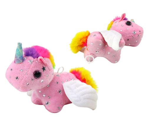 Unicorn Plush Pull-On Jumping Horse Pink