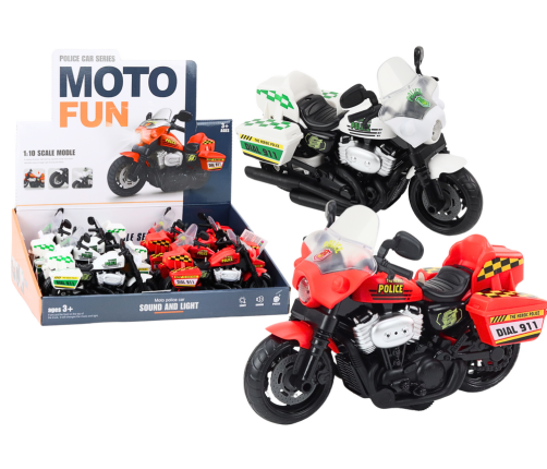 Police Motorcycle 1:10 Lights Sounds White Red