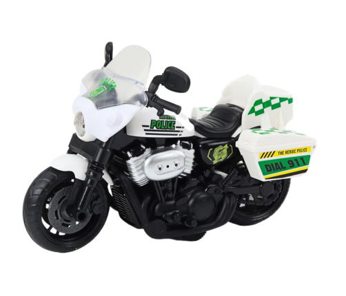 Police Motorcycle 1:10 Lights Sounds White Red