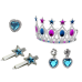 Set of Little Princess Crown Earrings Necklace Ring Clips