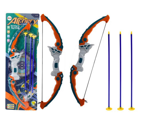 Shooting Bow Green and Orange Arrows with Suction Cups 3 Pieces