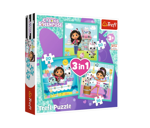 Gabby's Dollhouse 3in1 Puzzle, Gabby Activities Trefl 34871