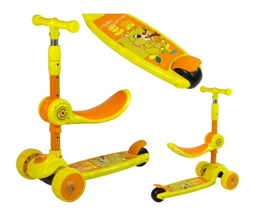 Three-wheeled Balancing Scooter Saddle Yellow Music Diodes Squirrel