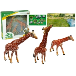 Giraffes Figurines Educational Family 3 pieces + Africa Background