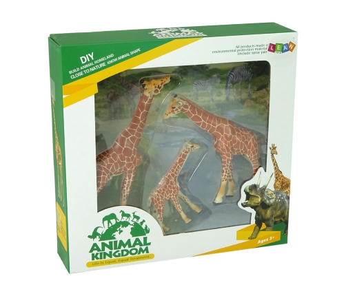 Giraffes Figurines Educational Family 3 pieces + Africa Background