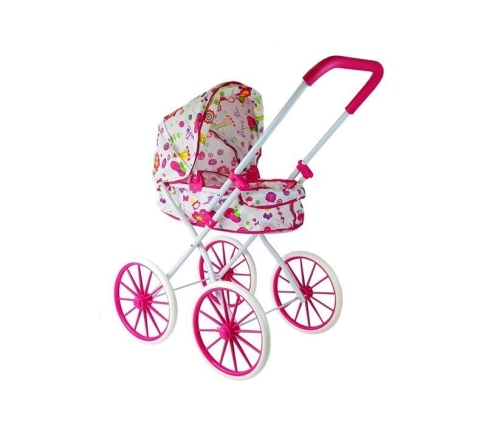 Doll Pram Retro Big Wheels Flowers