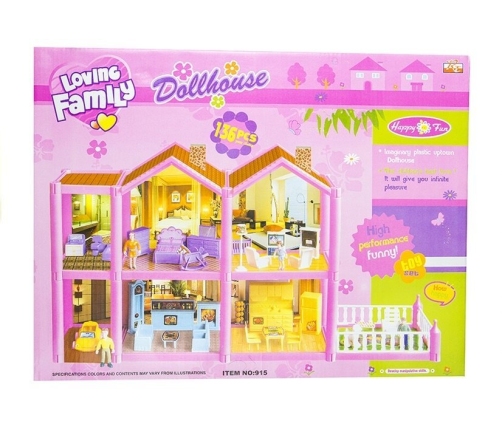 Childrens Doll House With Accessories 136 PCS