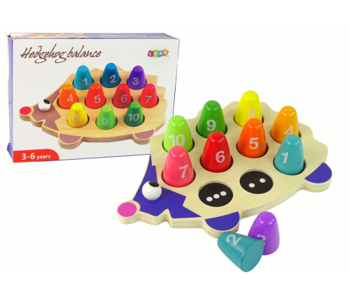 Wooden Educational Hedgehog 10 Colorful Pawns