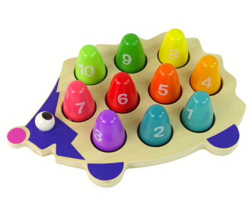 Wooden Educational Hedgehog 10 Colorful Pawns