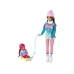 Anlily Dolls Mom With Daughter Sledding Sleigh Set