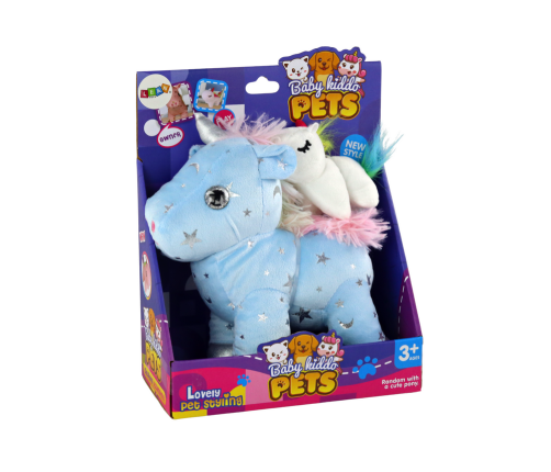 Unicorn Plush Sleeping Animal Lullaby Blue With Stars Set