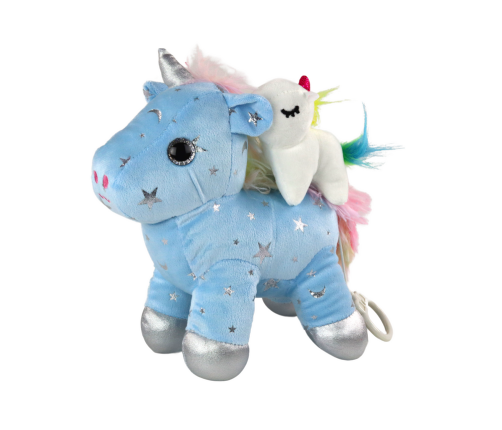 Unicorn Plush Sleeping Animal Lullaby Blue With Stars Set