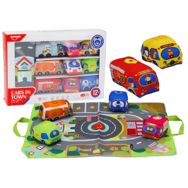 Set of Soft Toy Cars Play Mat 9 Pieces